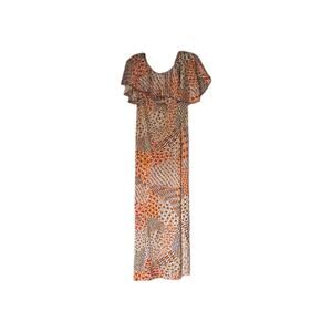 SEARS THE GREAT ENTERTAINERS Vintage Long Dress Orange/Multi (SEE MEASUREMENTS)